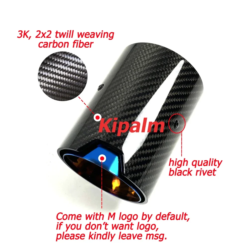 2Pcs M Logo  Carbon Fiber Exhaust Tip Muffler for BMW 1 Series F20/F21 M135I M140I 2011-2019