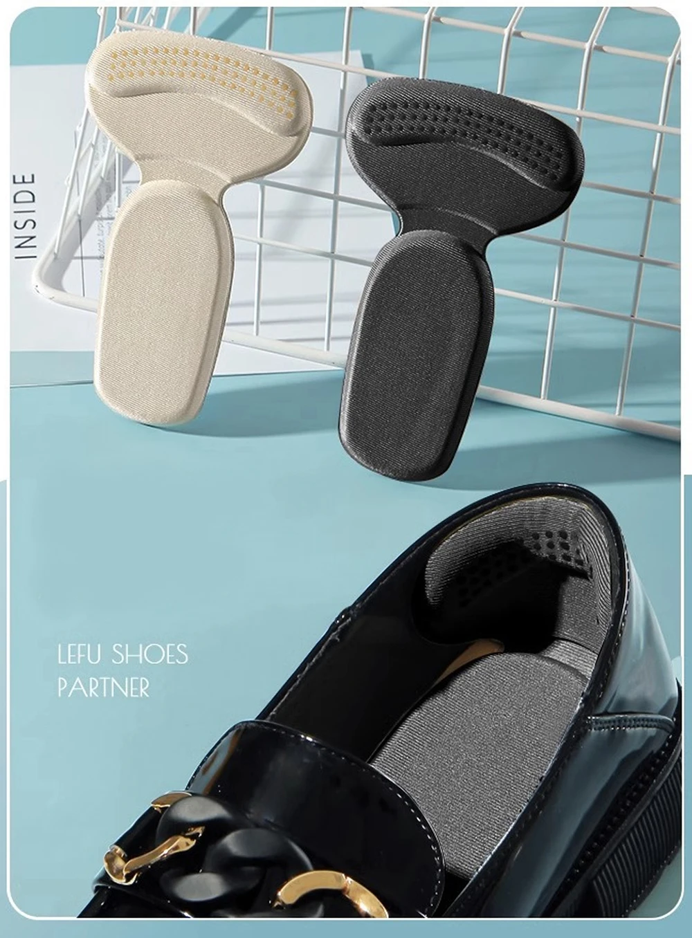 T-förmige Schaumstoff-Fersenpolster Fersenschutz Schuh-Einlagen für zu große Schuhe Größenreduzierende Einlagen für High Heels Schmerzlindernde Einlegesohlen 2 Stück/4 Stück – Detail 8