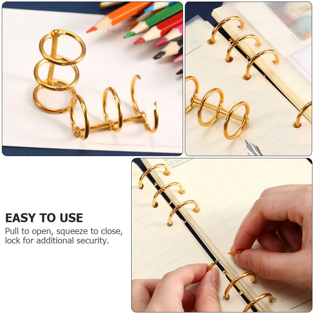 6 Pcs Binder Loose Leaf Ring Binding Rings Notebooks Loose-leaf Coils Snap DIY Writing Aluminum