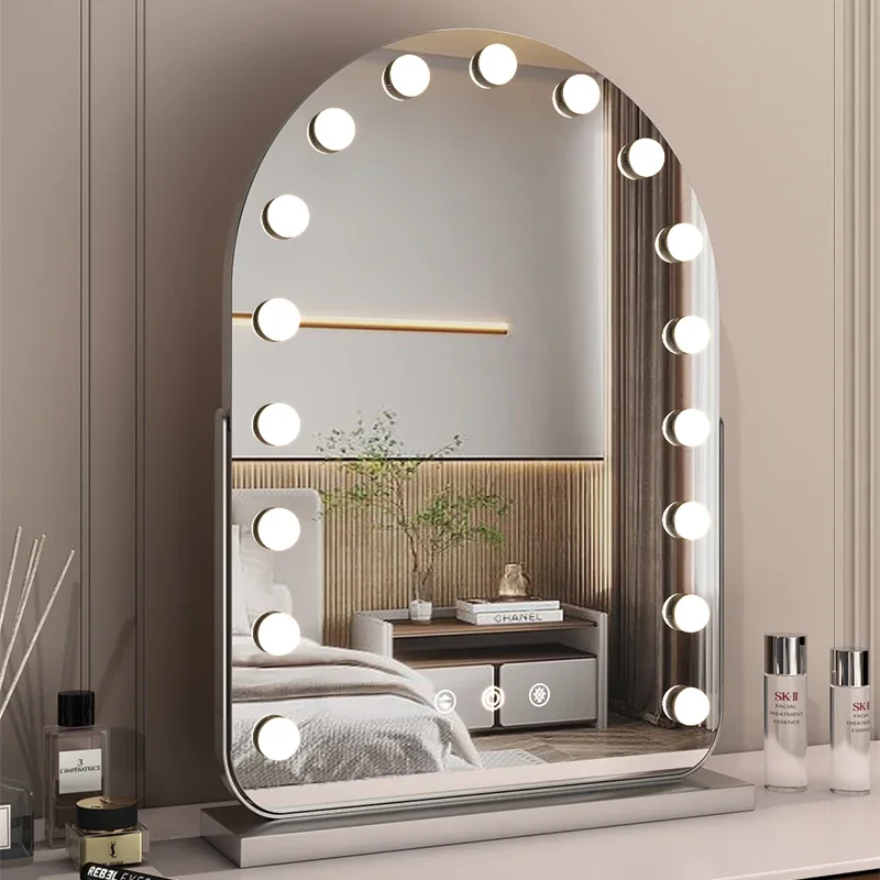 Smart Makeup Mirror Large Dresser Mirror with Light Desktop Makeup Mirror Rotary Charging Internet celebrity beauty