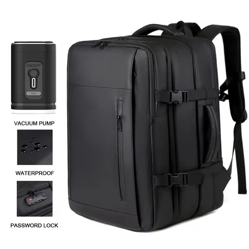 Imagen 2 del producto Mochila de compresión al vacío, bolsa de compresión de gran capacidad, mochila de viaje expandible con cerradura, bolsas de sellado de compresión al vacío
