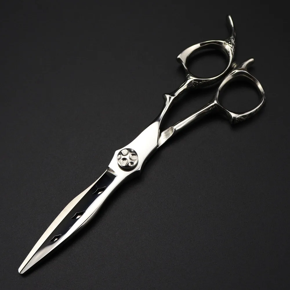 Customize logo Japan 440c 6 '' Upscale scissor Hollow hair scissors cutting barber haircut thinning shears hairdresser scissors