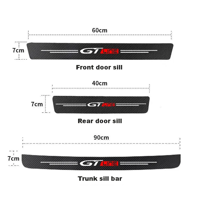 Car Door Threshold Plate Carbon Fiber Stickers For Peugeot GT GTi GT Line 508 5008 3008 208 2008 308 206 307 106 108 306 206 208