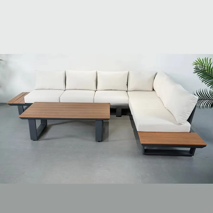 Cheap Corner Patio Shaped Wicker Rattan Outdoor Luxury Teak Sofa Garden Sets Aluminum Outdoor Furniture Rope