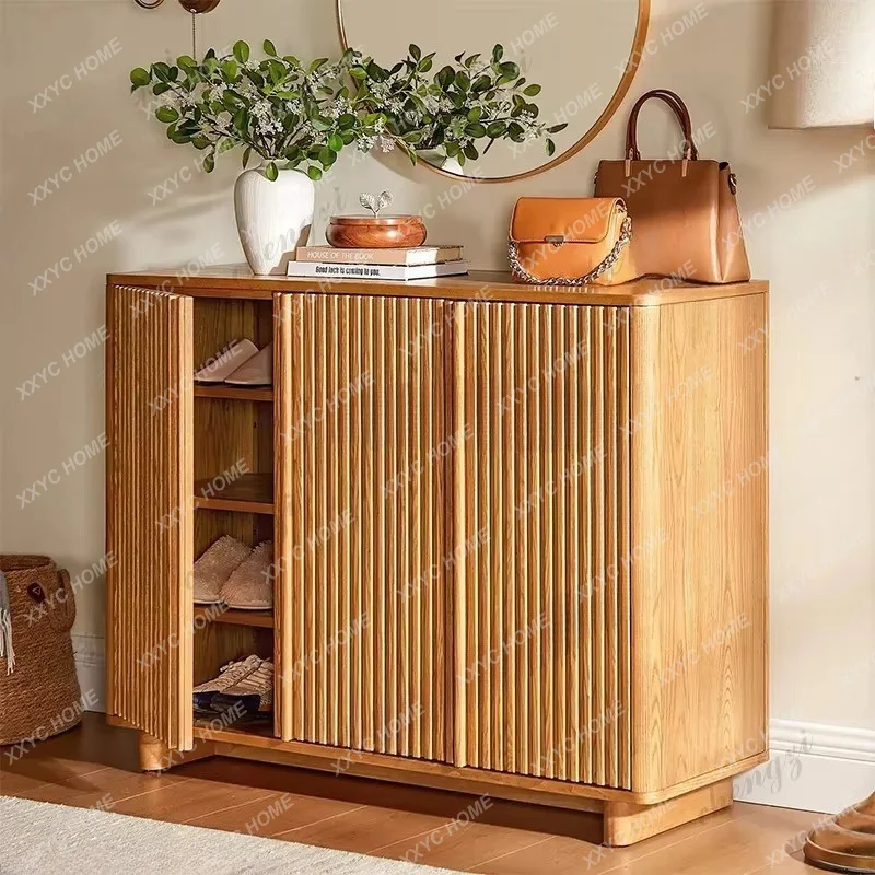 XXsolid wood, simple home entrance aisle door shoe cabinet large capacity storage multi-layer storage cabinet