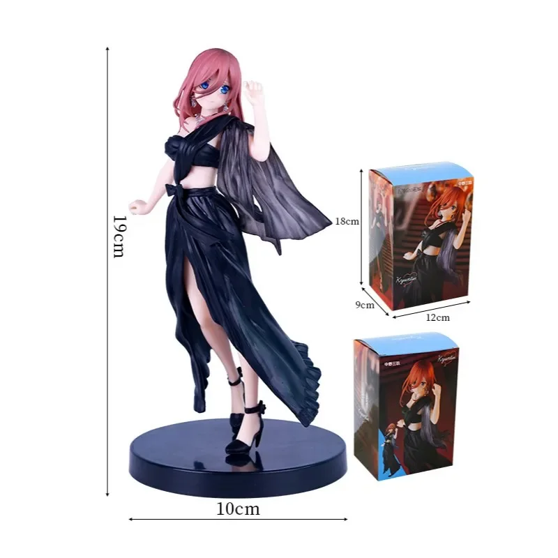 19cm The Quintessential Quintuplets Anime Figure Nakano Miku Black Dress Action Figures Sexy Girl Collect Statue Model Gift Toys