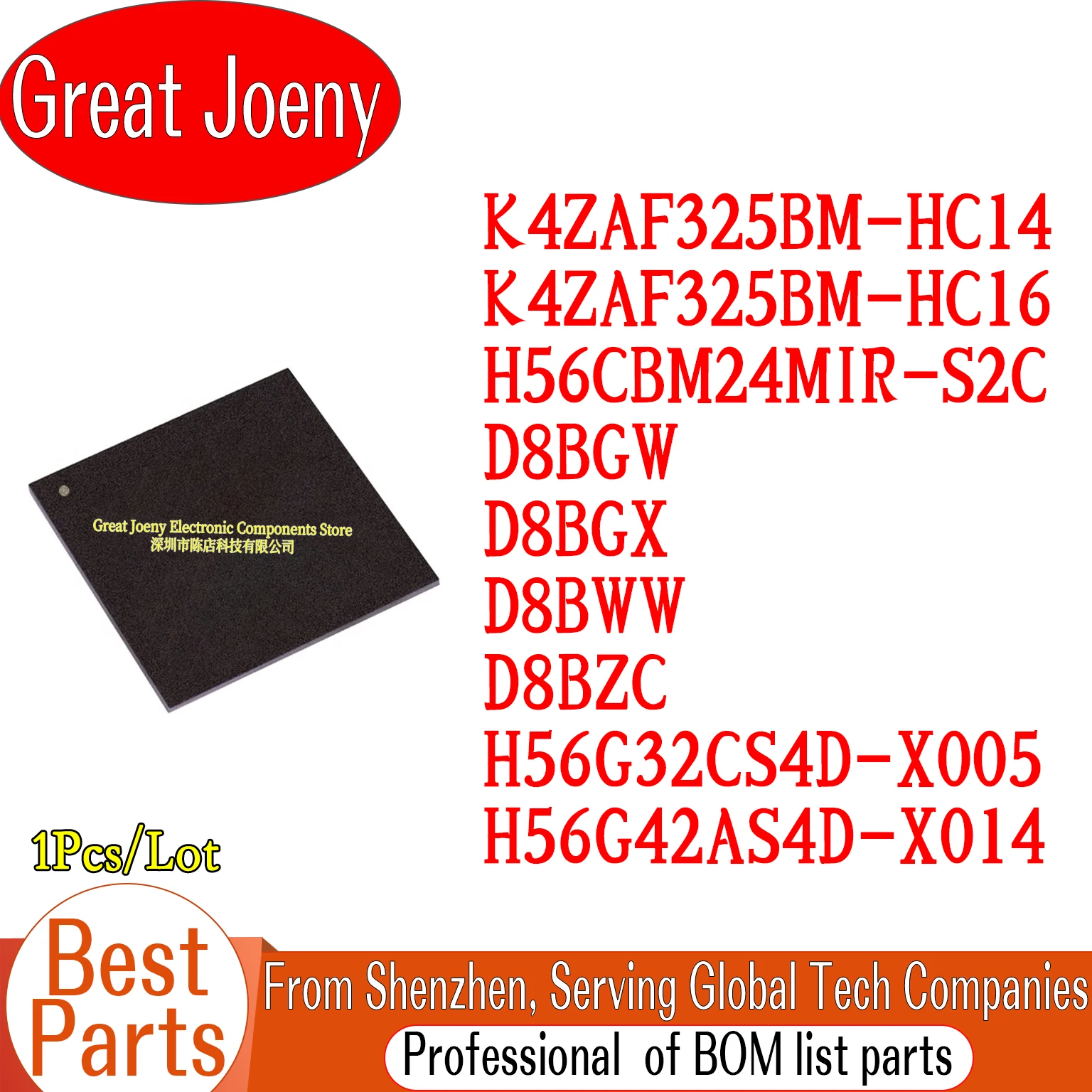 

(1piece)100% test K4ZAF325BM-HC14 K4ZAF325BM-HC16 H56CBM24MIR-S2C D8BGW D8BGX D8BWW D8BZC H56G32CS4D-X005 H56G42AS4D-X014 BGA