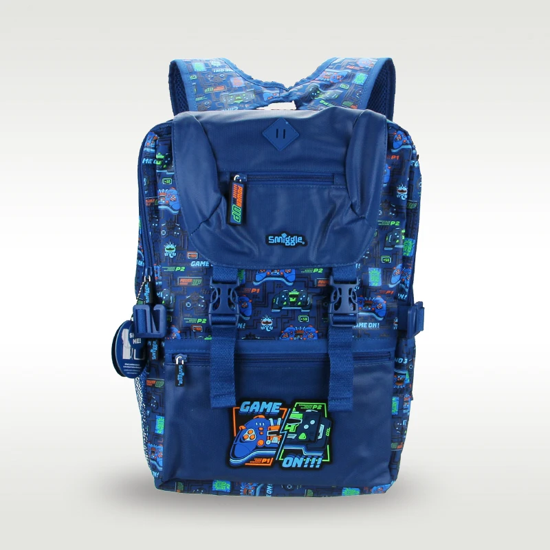 

Australia Smiggle hot-selling original youth backpack cool children's backpack travel bag blue game console oversized schoolbag