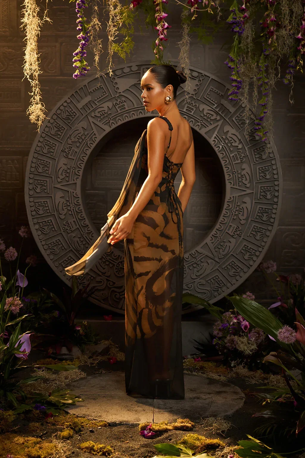 2025 New Retro Prints High Quality One Piece Swimsuit And Skirt Print Deep-V Lace-up Women Bikini Set Swimwear Bathing Suit