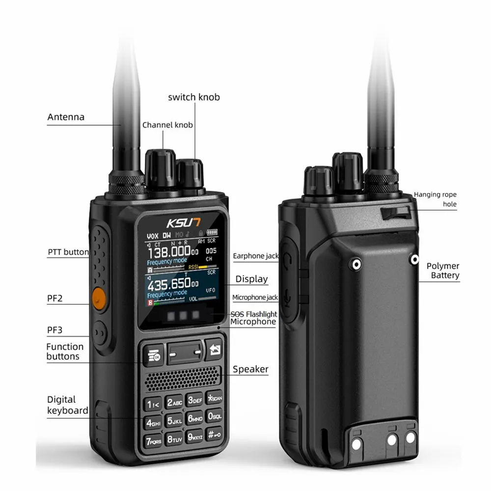 Long Range Two Way Radio Walkie Talkie 3W/5W/8W AM FM Multiband Portable Handheld Ham Radio with Desktop Charger Flashlight