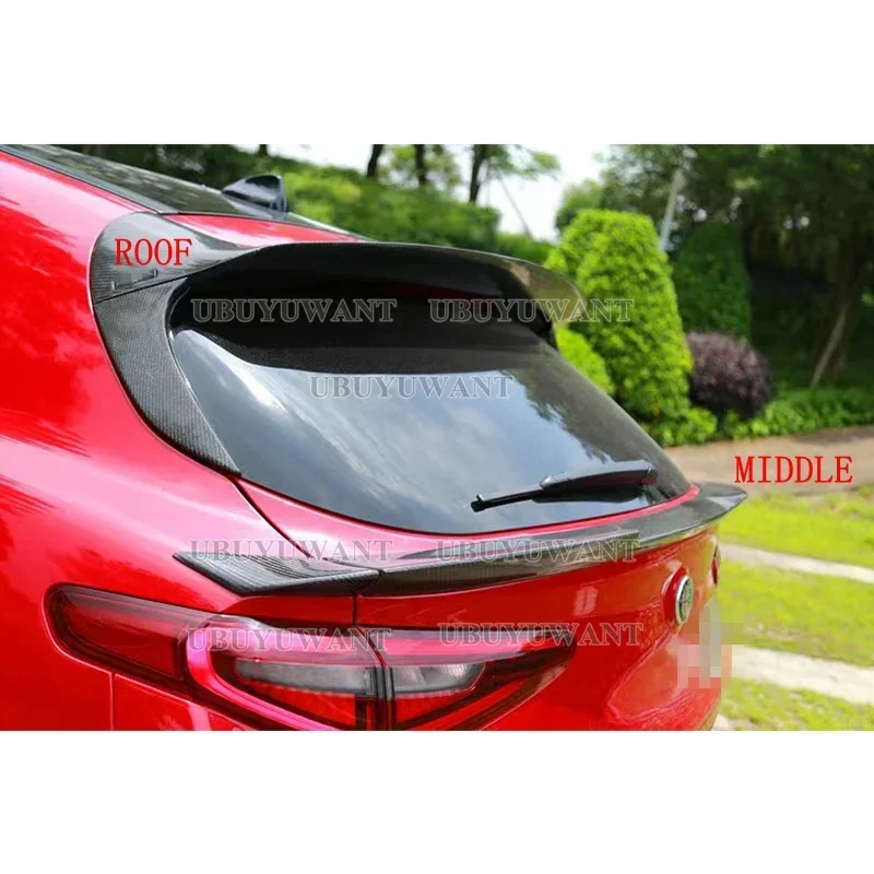 For Alfa Romeo Stelvio Spoiler REAL CARBON FIBER Hatchback SUV Roof AND MIDDLE Wing Body Kit Accessories 2017 2018 - 2024