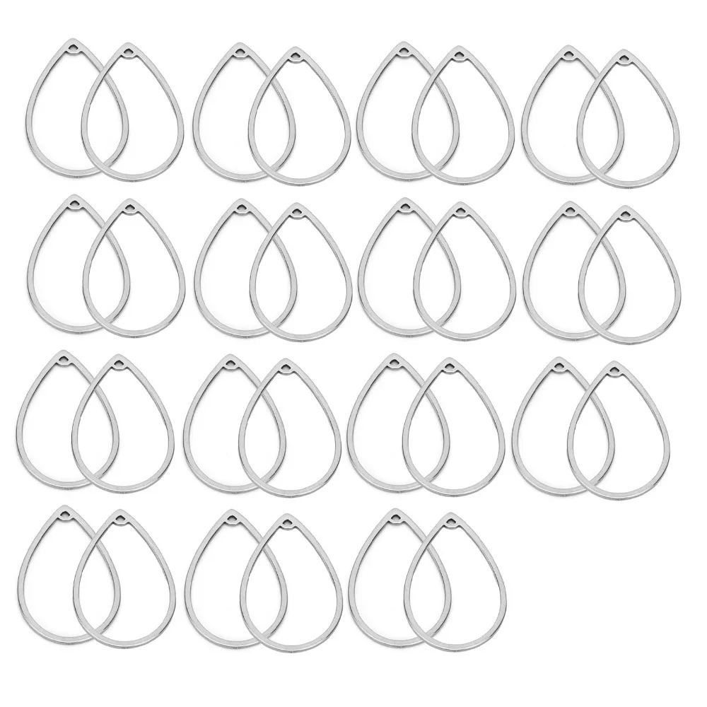 

30pcs Stainless Steel Earring Connectors Hollow With Hole Geometric Pendant 33.5x21.7MM Hollow Bezel Charm Beading Projects