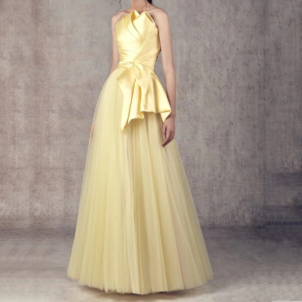 

Женские вечерние платья трапециевидной формы длиной до пола, без бретелек, без рукавов, платье для выпускного вечера, модные плиссированные простые драпированные платья с открытой спиной по индивидуальному заказу