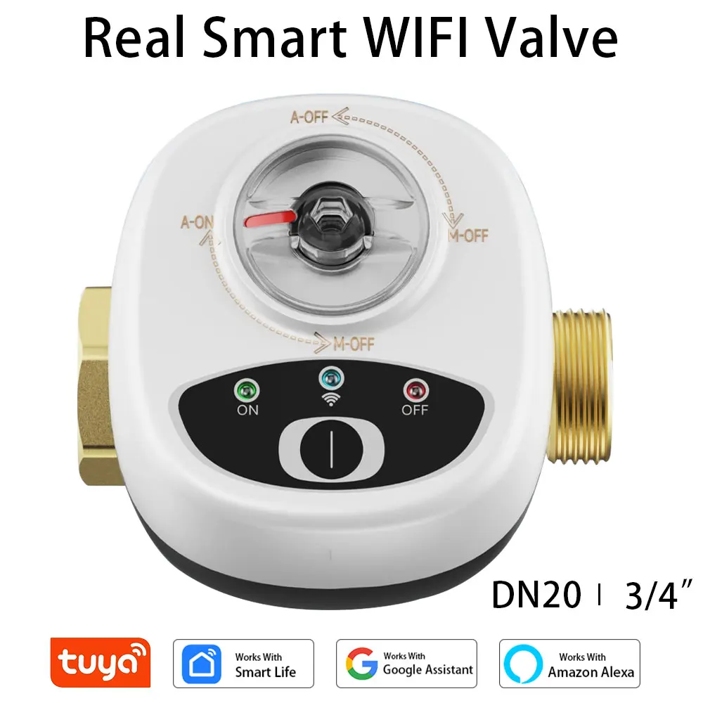 

Умный клапан Tuya Wi-Fi, автоматическое отключение воды, шаровой клапан DN20, беспроводное управление для Alexa Google Alice
