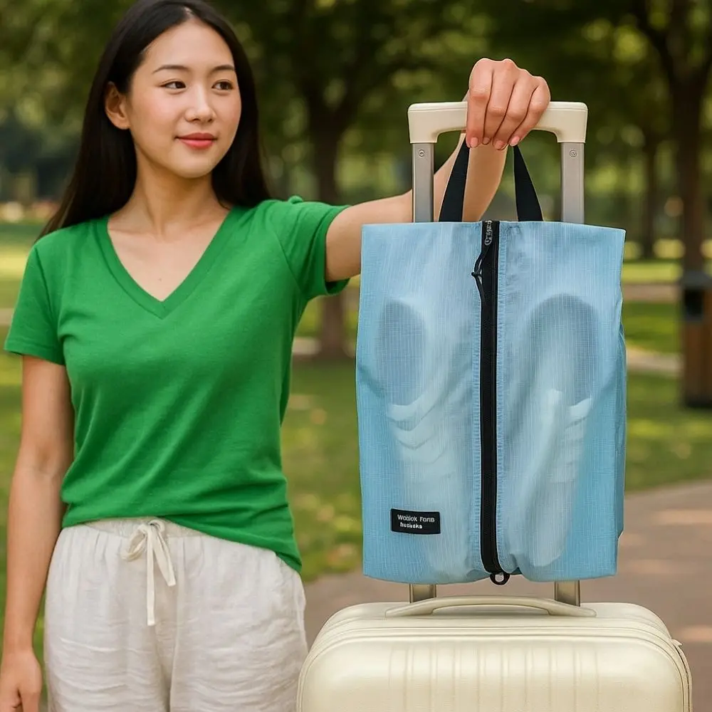 Multi-function Waterproof Shoe Storage Bag Ultralight Foldable Shoe Cover Nylon Moistureproof Shoe Carrier Bag Home Storage