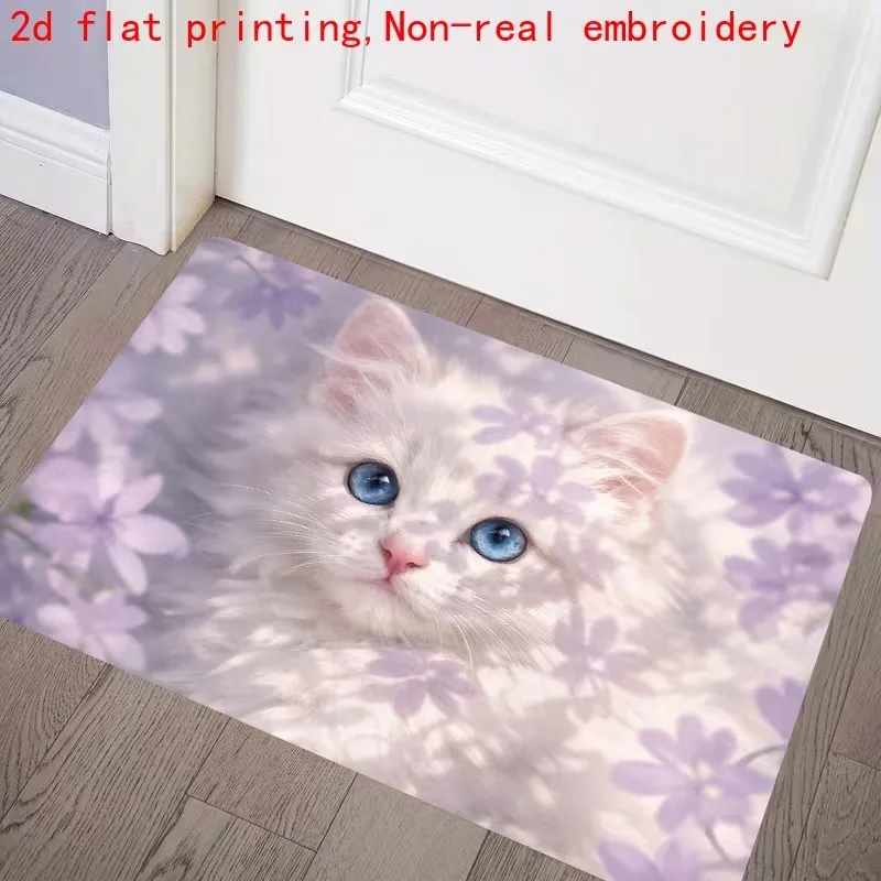 2D Ragdoll Cat Optical Illusion Doormat Cute Animal Decorative Welcome Entrance Floor Rug Mat for Kitchen Bedroom Decoration