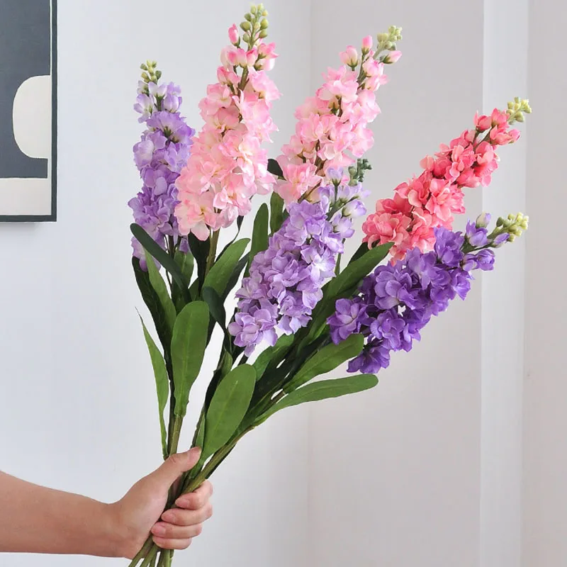 Artificial Hyacinth Silk Delphinium Larkspur Hyacinth Flower Branch Fleurs for Fall Home Wedding Decoration Fake Flowers Wreath