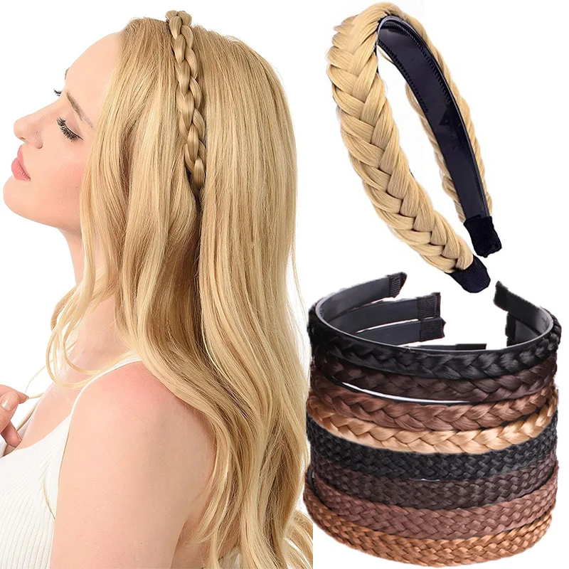 Hair Bands Girls Retro Non-slip Wig Twist Headband Women Fishbone Braids Hairbands Head Hoop Styling Sweet Headwear Accessories