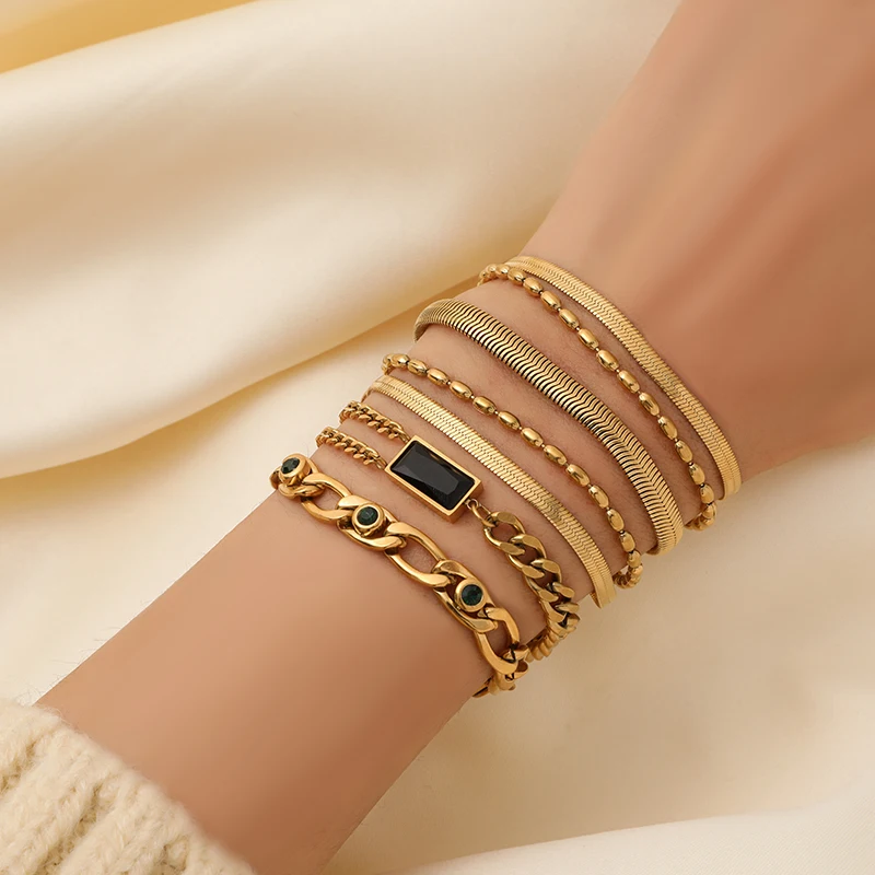 EILIECK 316L Edelstahl Schwarzer Kristall Zirkon Halskette Armband Ohrringe für Damen Neuer Trend Geschenk Wasserdichtes Schmuckset – Detail 6