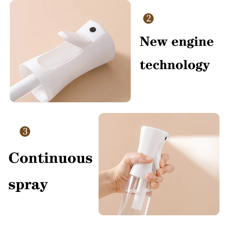 2Pcs High Pressure Spray Bottles Refillable 200ml Bottles Continuous Mist Watering Can Automatic Salon Barber Water Sprayer