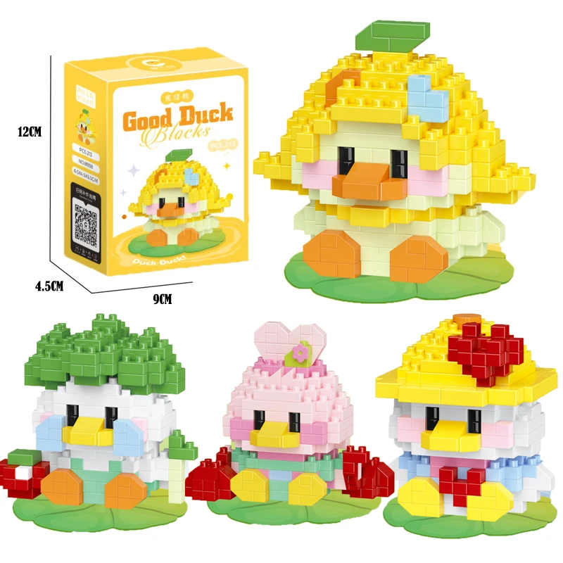 

New Happy Cute Duck Series Assembly Building Blocks Cartoon Doll Tabletop Ornaments Educational Blocks Toy kids birthday Gifts