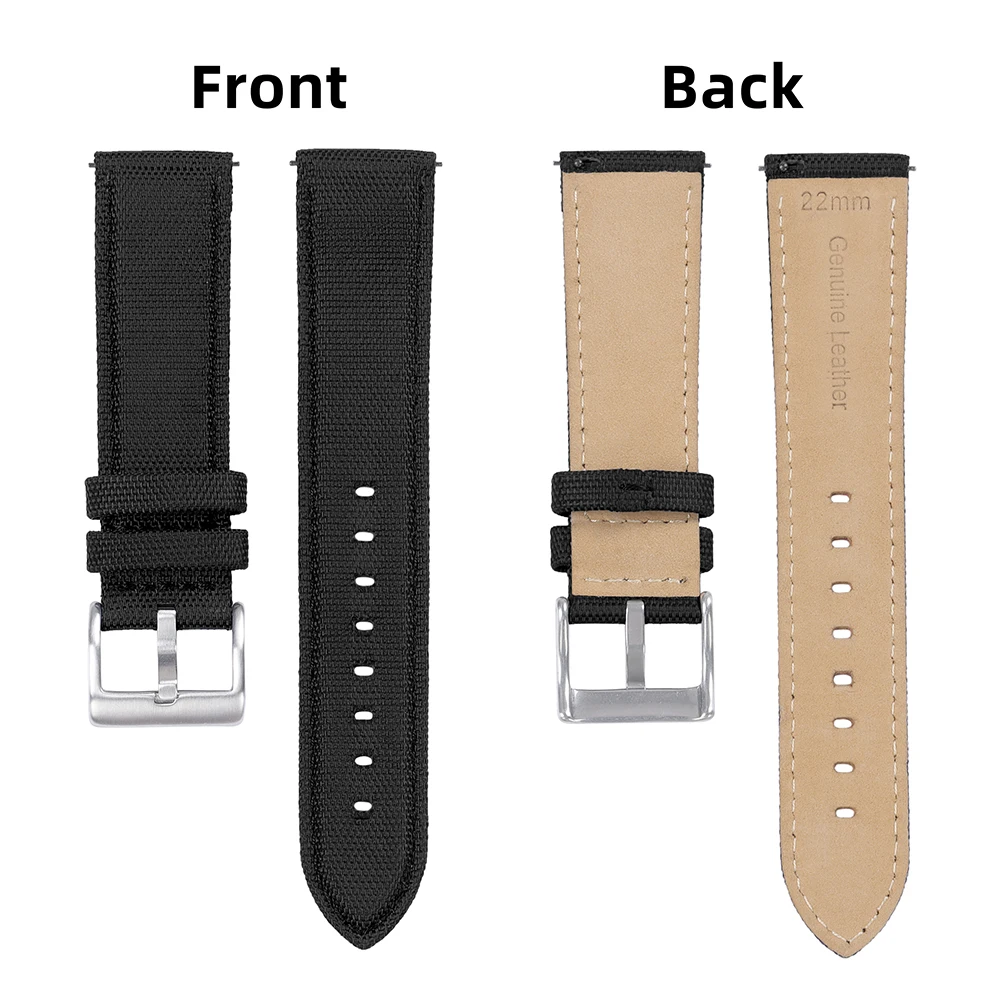 20mm 22mm Nylon Leather Watch Straps for Samsung Galaxy Watch 3/4/5 Band for Huawei Watch GT2/GT3 Belt Quick Release Watchband