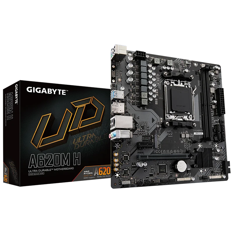 New GIGABYTE A620M H AMDMicro ATX A620 DDR5 6400(OC) MT/s M.2 USB 3.2 SATA 6Gb/s Support 7000 Series CPU Socket AM5