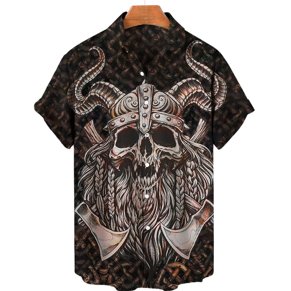 

Summer Men's Hawaiian Shirt Fashion Ocean Adventure Viking Printshirt for menmen's clothinganime shirtwhite shirtmen shirt