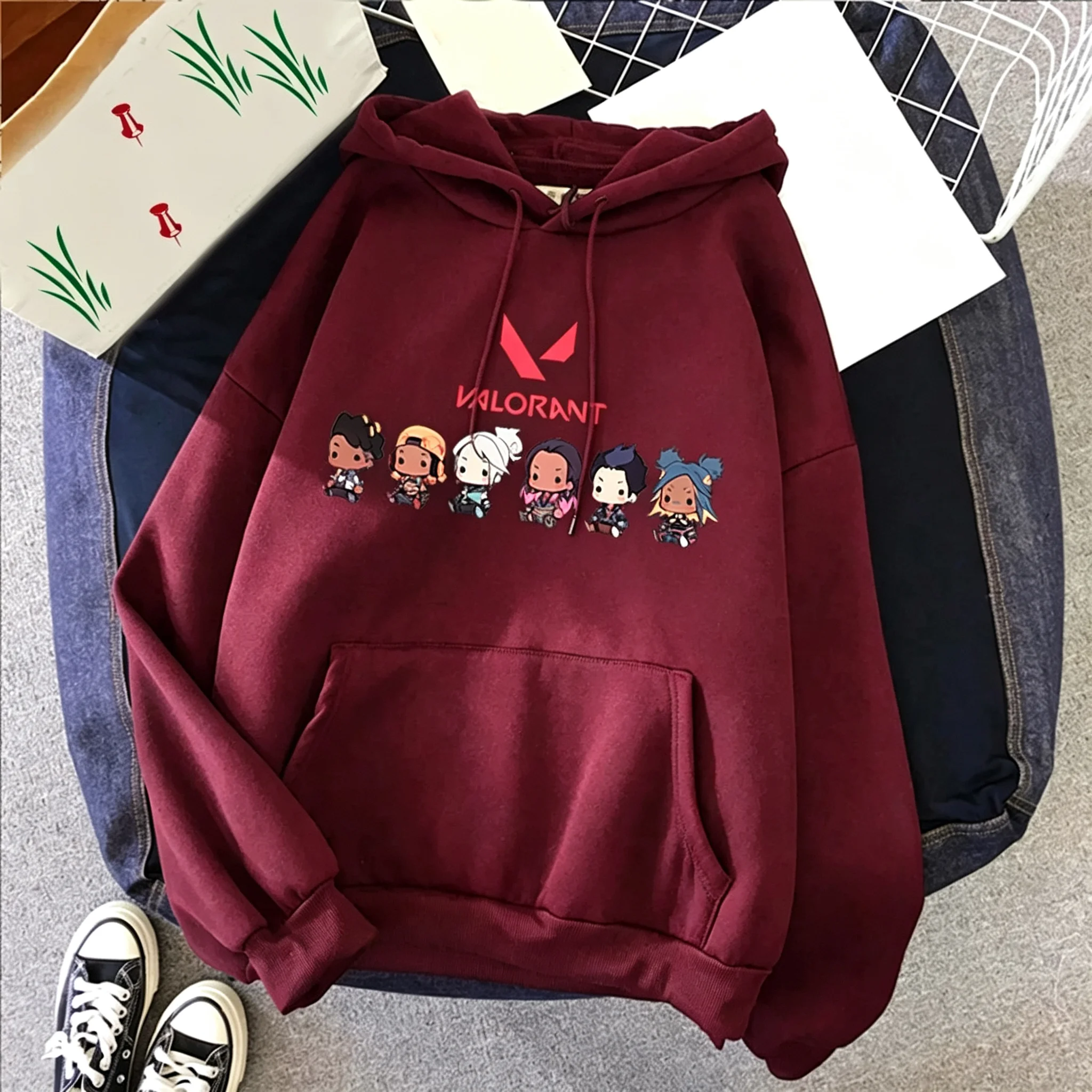 Valorant Anime 2D-Druck Herren Baumwoll-Hoodie Lässiger Oversize-Pullover Beliebter Streetwear-Mode-Sweatshirt Trendige Herrenbekleidung – Detail 10