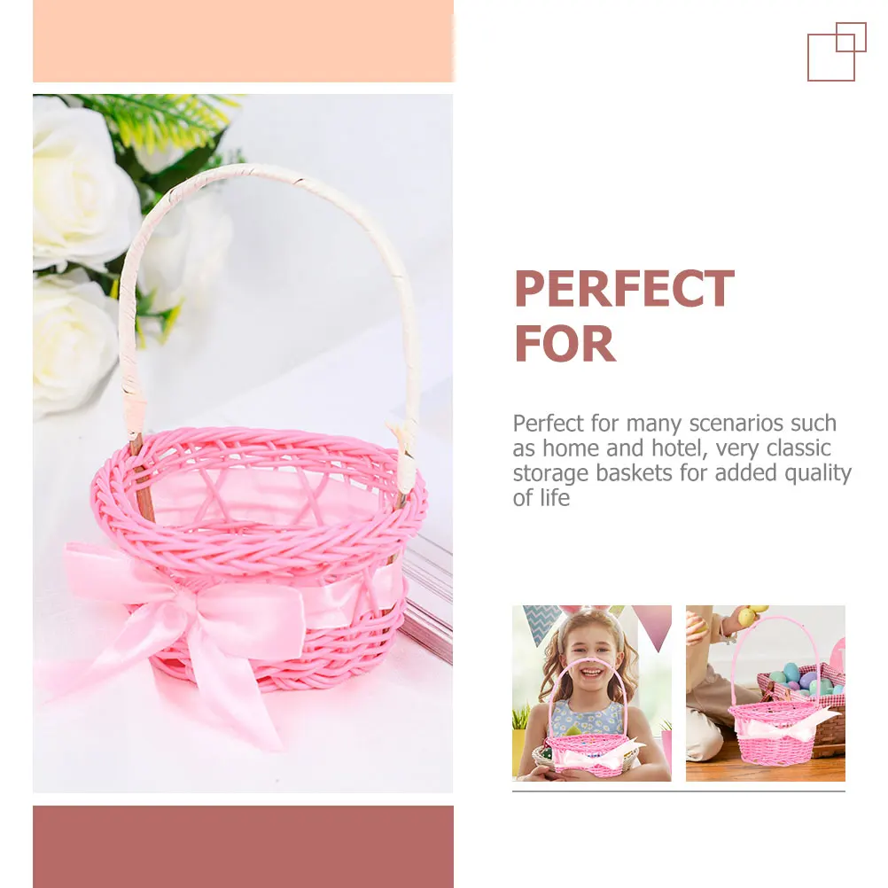 

5 Pcs Woven Hand Flower Basket Storage Baskets Small Bedroom Wedding for Girl Plastic Classic