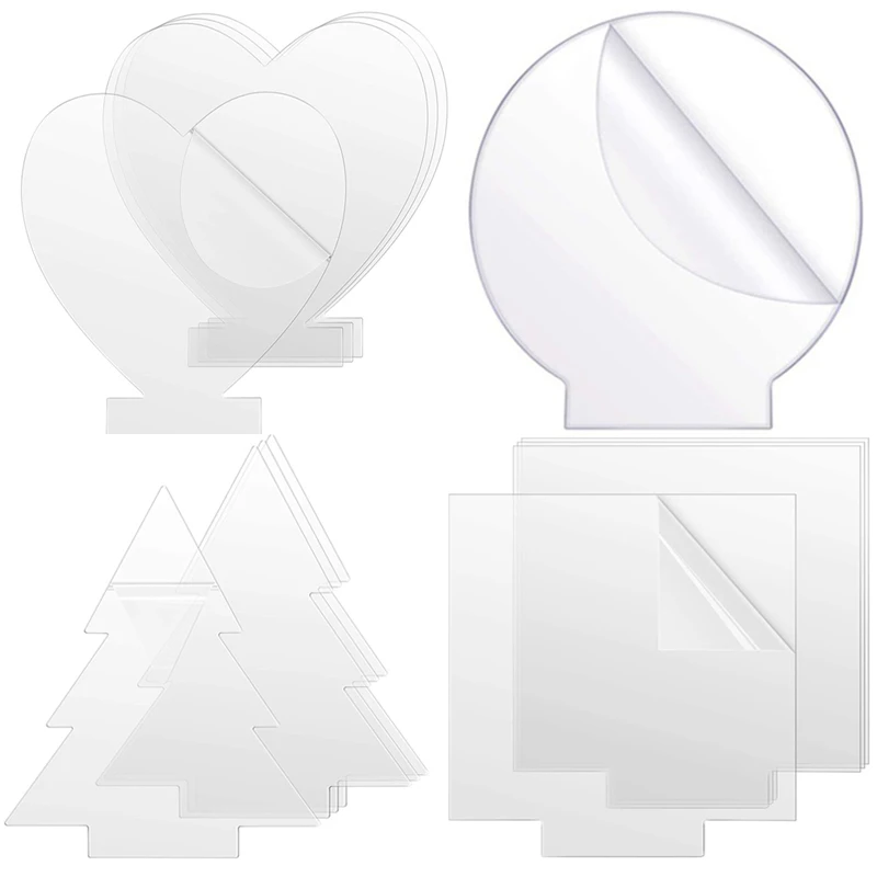 5/10/15/30PCS Acrylic Sheet Clear For Led Light Base Signs Diy Display Project Heart Round Square Christmas Tree Cloud Shape