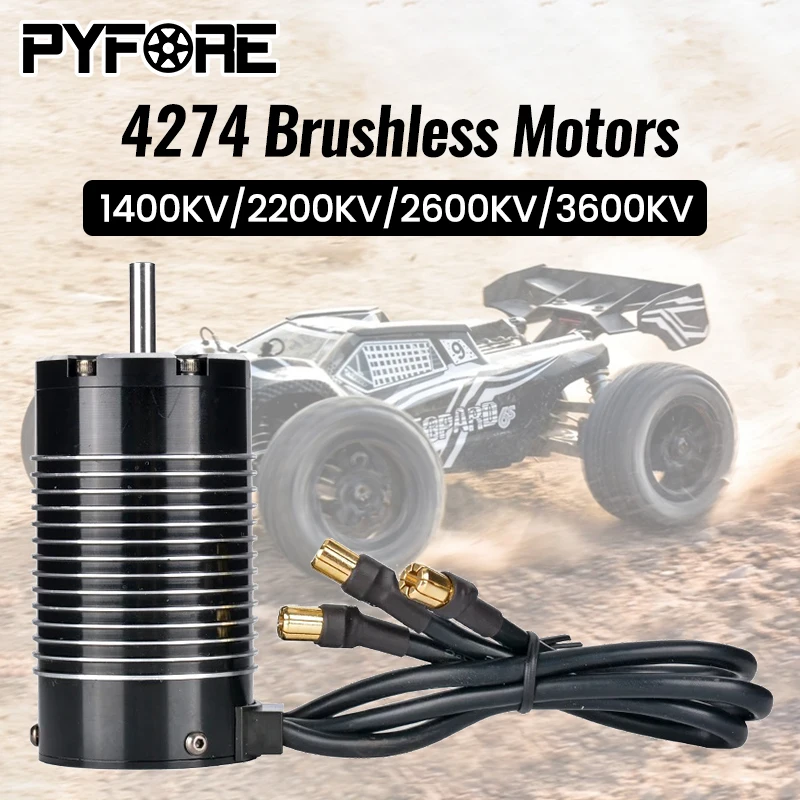 PYFORE 4274 Brushless Motors 1400KV 2200KV 2600KV 3600KV for 1/7 1/8 RC Model Car Buggy Racing Turck Modification Accessories