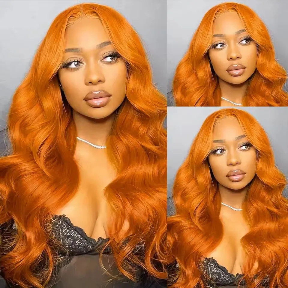 13X4 الباروكات الاصطناعية البرتقال الجسم موجة الدانتيل الجبهة الباروكات هالوين الملونة للنساء HD الدانتيل الشفاف شعر مستعار أمامي
