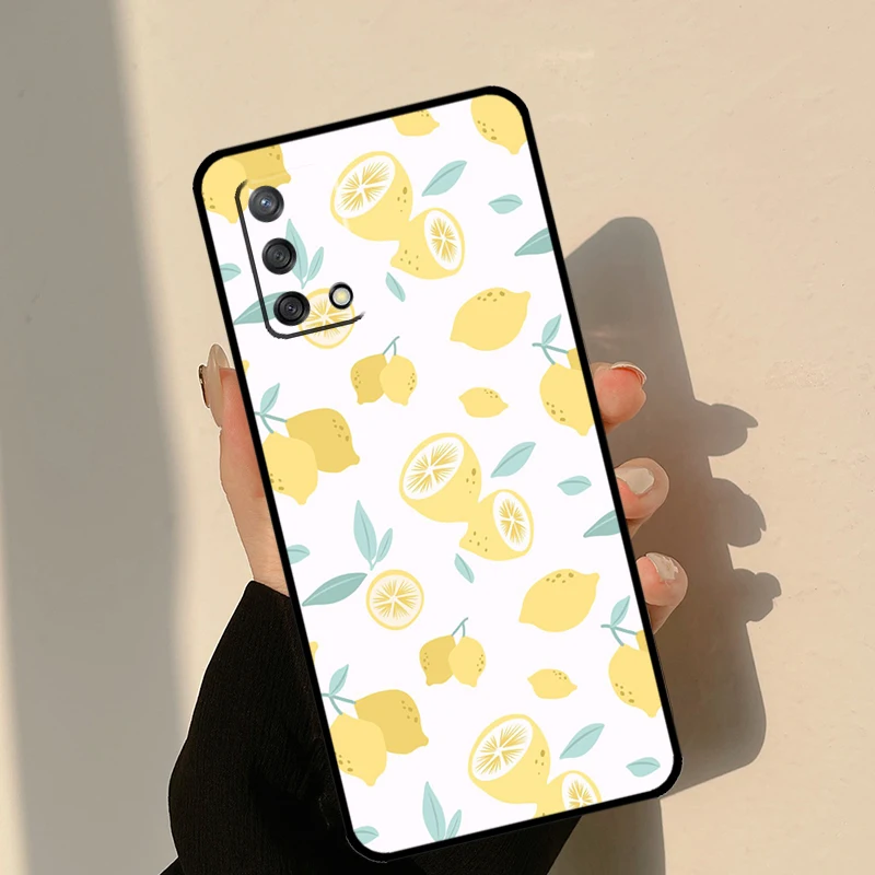 Fruit Lemon Case For OPPO A57 A77 A17 A15 A16 A76 A96 A54 A74 A52 A72 A91 A93 A5 A9 A31 A53 A54S Funda