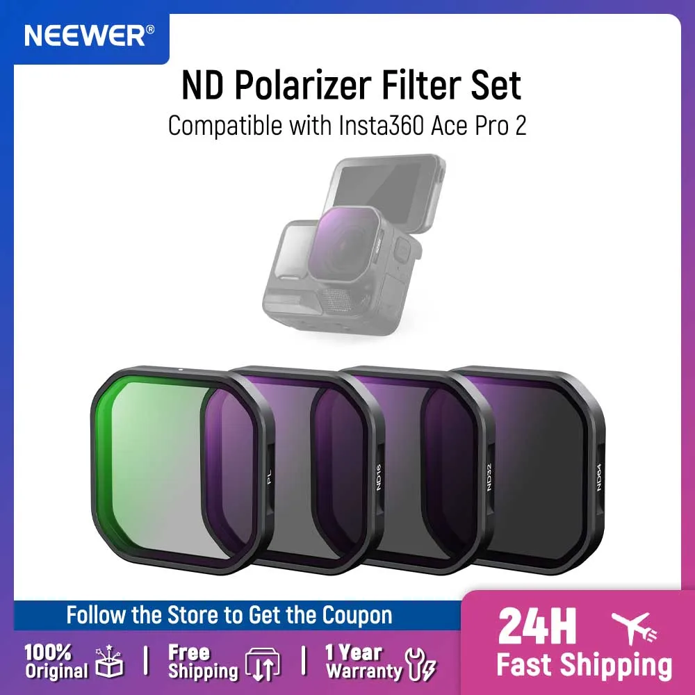 

NEEWER ND Polarizer Filter Set Compatible with Insta360 Ace Pro 2, PL/ND8/ND16/ND32 Neutral Density and Polarizer Polarizing
