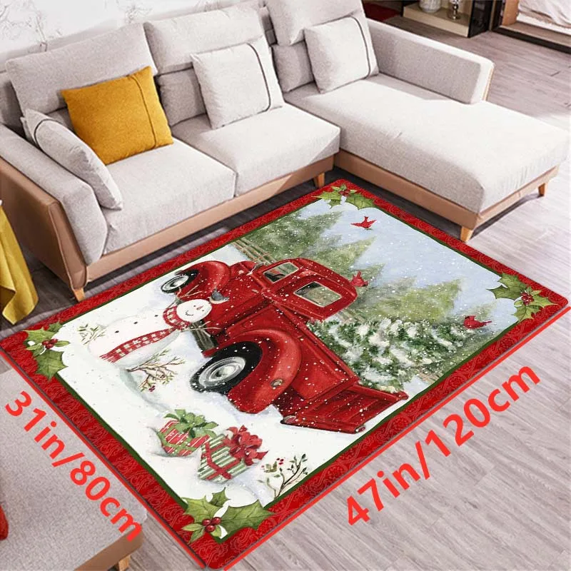 

VIKAMA Christmas Carpet Red Car Floor Mat Large Area Rug Living Room Sofa Carpet Doormat Rug For Bedroom Home Decoration