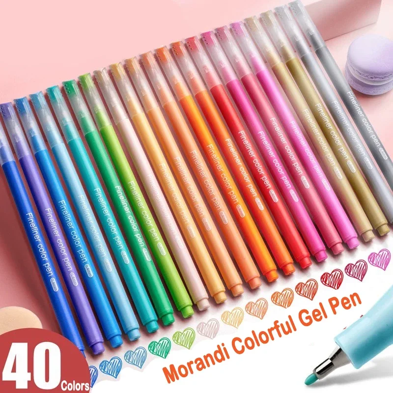 40/10 Colors Morandi Colorful Gel Pen Student Note Marker Notebook Painting Graffiti Color Pen Stationery Office School Supplies