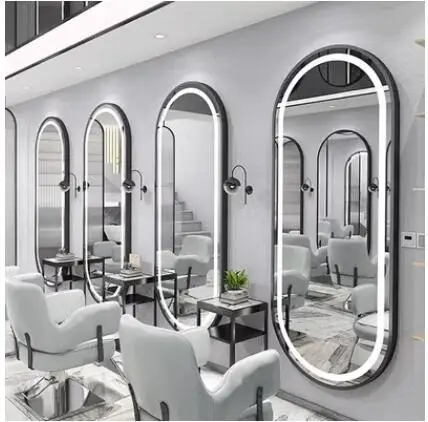 

Barbershop Internet celebrity mirror hanging wall hair dressing mirror table single side fall zone light mirror wall hanging