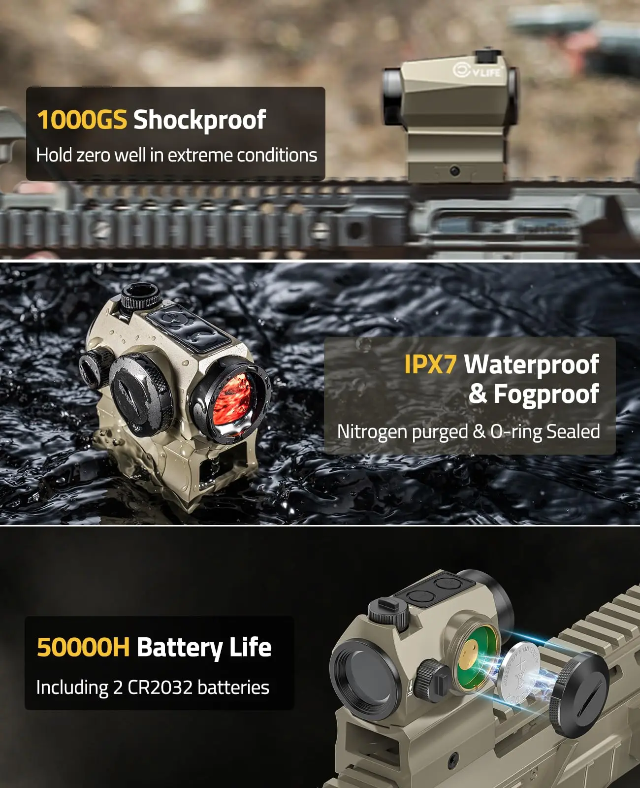 CVLIFE Red Dot Sight Motion Awake 2 MOA Reflex Optics 1x20mm Kompaktowy Luneta Celownicza do Szyny Picatinny 21mm z Absolutnym Co-Witness