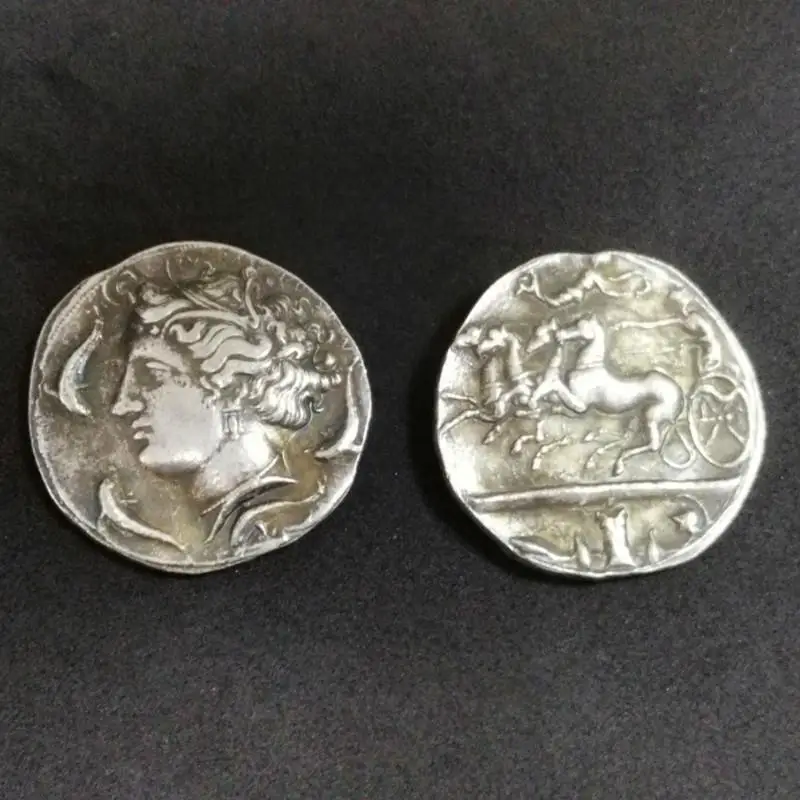 Srebrne greckie monety Antyczne rękodzieło Srebrne miedziane używane srebrne dolary Kolekcja monet starożytnej