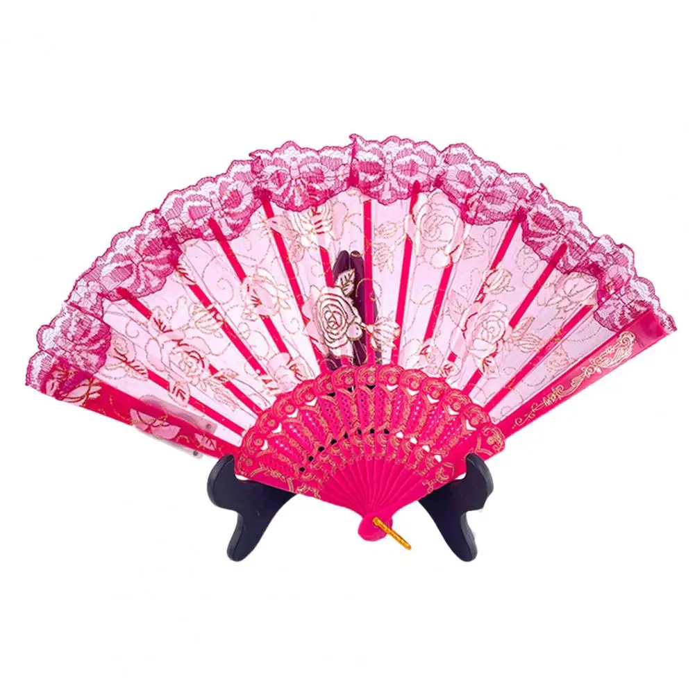 Lace Folding Fan with Led Light Elegant Lace Folding Hand Fans with Led Lights for Costume Parties Cosplay Holiday for Heat