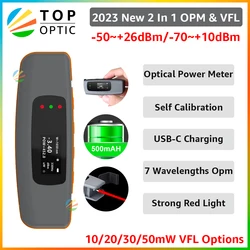 FTTH New 2 in 1 Mini Rechargeable Optical Power Meter -70~+10dBm/-50~+26dBm Visual Fault Locator 10/20/30/50mw Built In