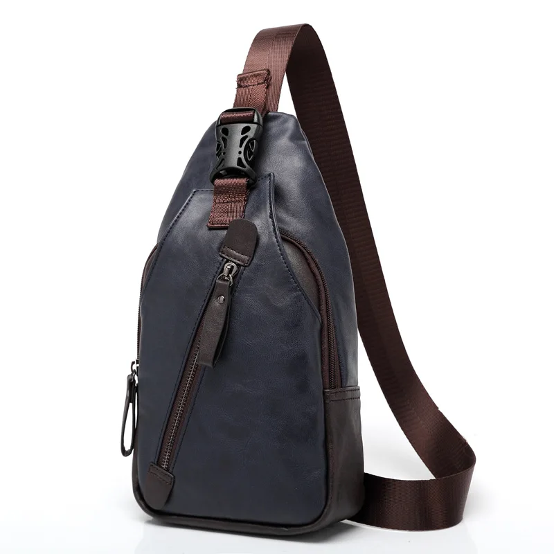 Picture 4: Men's PU leather waterproof retro trend crossbody bag, large-capacity multi-functional casual single-shoulder small backpack
