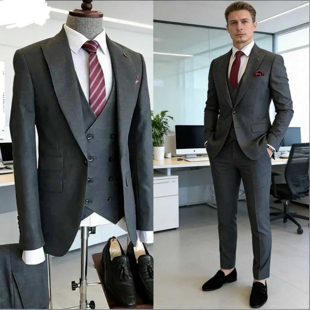 

Зеленый приталенный мужской классический костюм на одной пуговице с пиковыми лацканами для свадьбы для курения Terno Masculino, куртка, брюки, комплект с галстуком