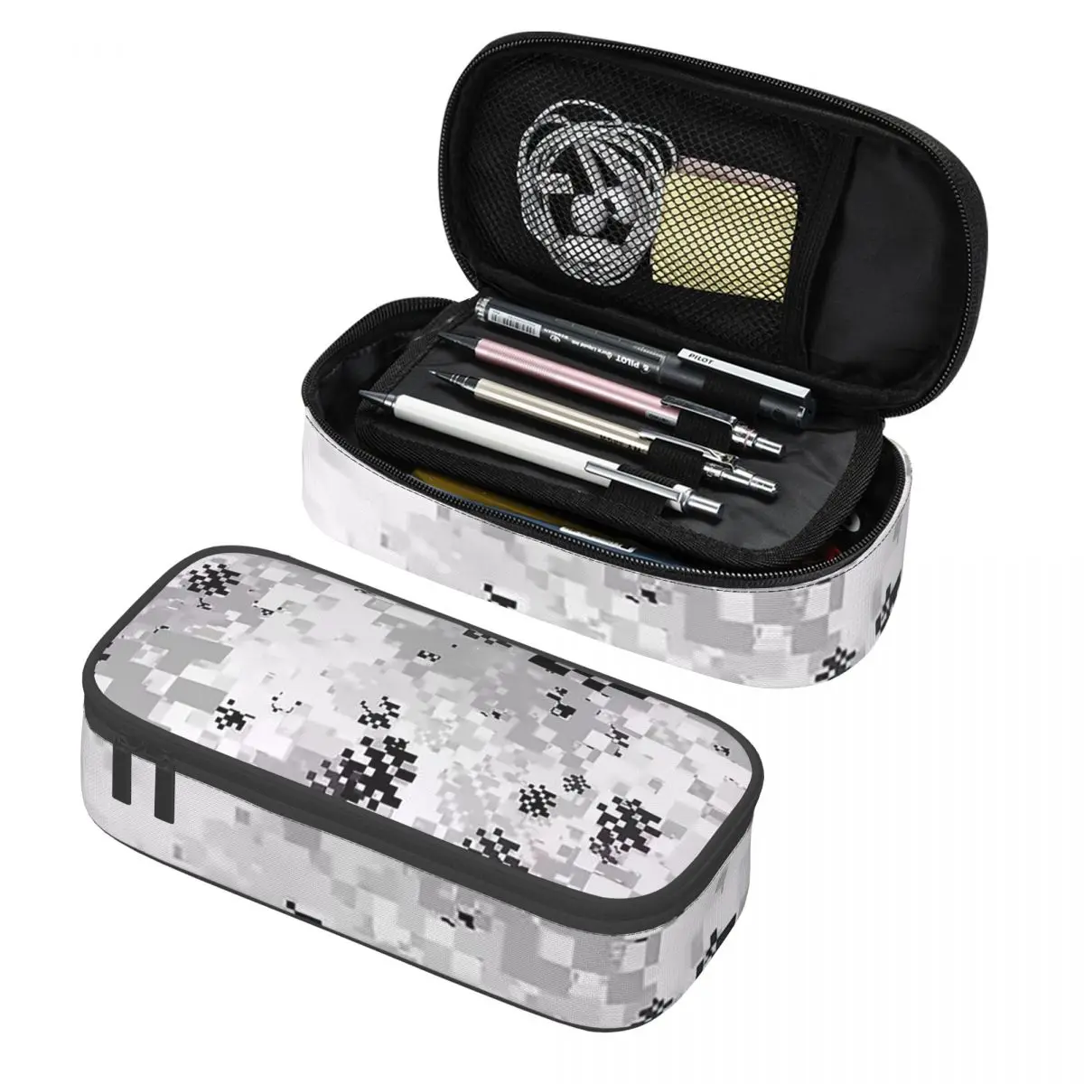 

Black And White Camouflage Pencil Cases Pen Holder Storage Stationery Supplies Large Storage Pen Box Pencil Bag for Students
