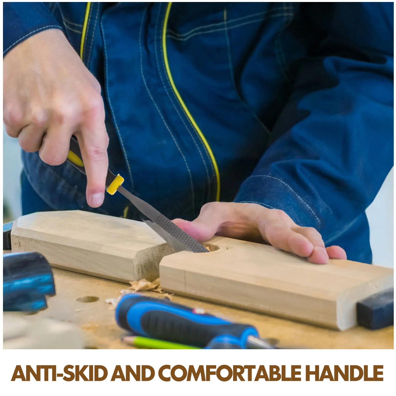 

6Pcs 140x3mm Mini Rasp File Set Comfortable Hand Grip Anti Skid Handle Coarse Tooth Pattern Wood Metal Plastic Shaper