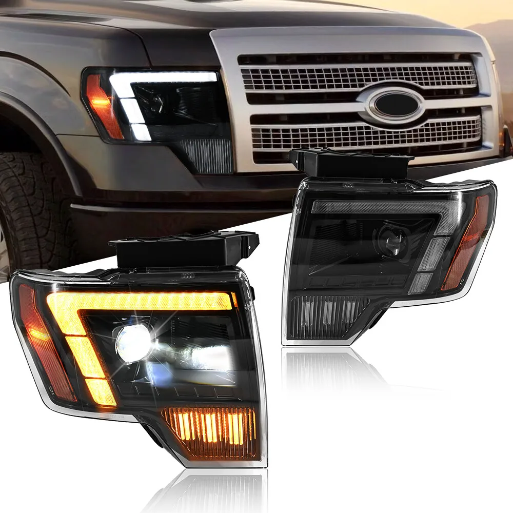 

1Set LED Projector Headlights Assembly For Ford F150 2009 2010 2011 2012-2014 Head Lamps Turn Signal Front Head Lamps