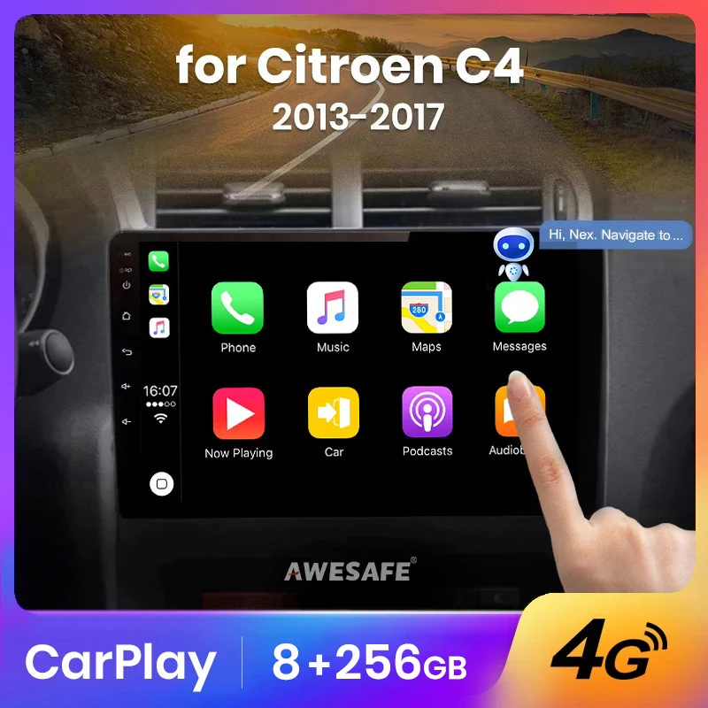 AWESAFE Wireless CarPlay Autoradio for Citroen C4 2 B7 2013 - 2016Car Radio Multimedia Player Android Auto Stereo GPS