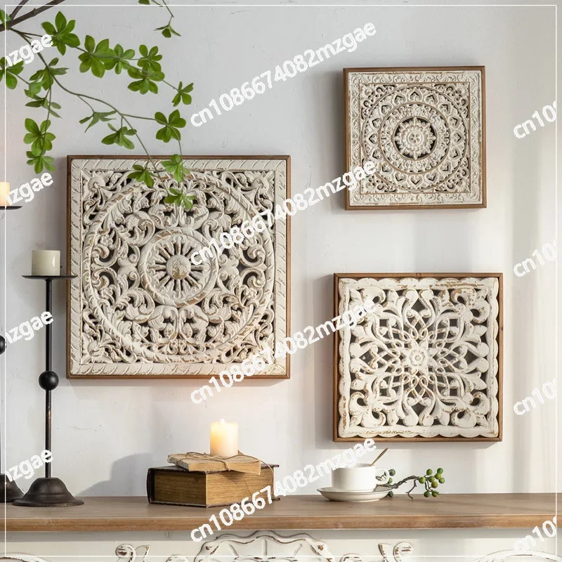 

American Vintage Wall Hanging Distressed Carved Barrier Decor for Hotel Decoration Entryway and Living Room Unique Rustic