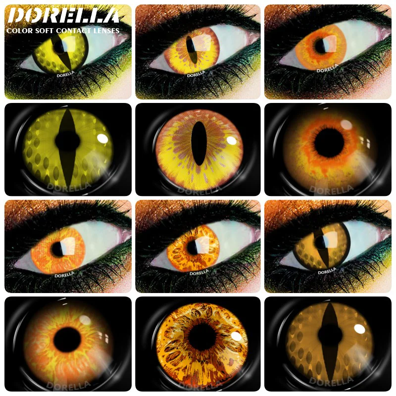 D\'ORELLA – lentilles de Contact multicolores, 1 paire, pour Cosplay, maquillage d\'halloween, pour les yeux, pour dessin animé